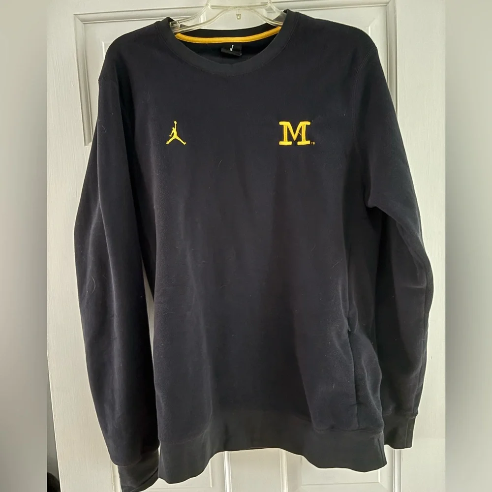 Jordan University of Michigan Navy Sweatshirt with Yellow Accents